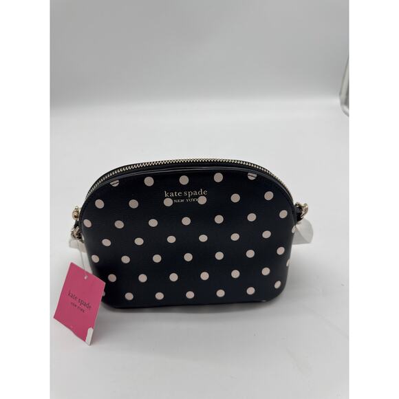 NWT Kate Spade Spencer Dome Crossbody Black  Polka Dot Bag - Picture 1 of 3